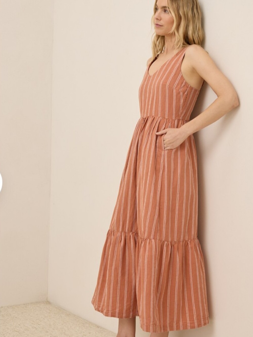 Pact Canopy Linen Blend Easy Tank Dress In Hermosa Stripe - Picture 3 of 15